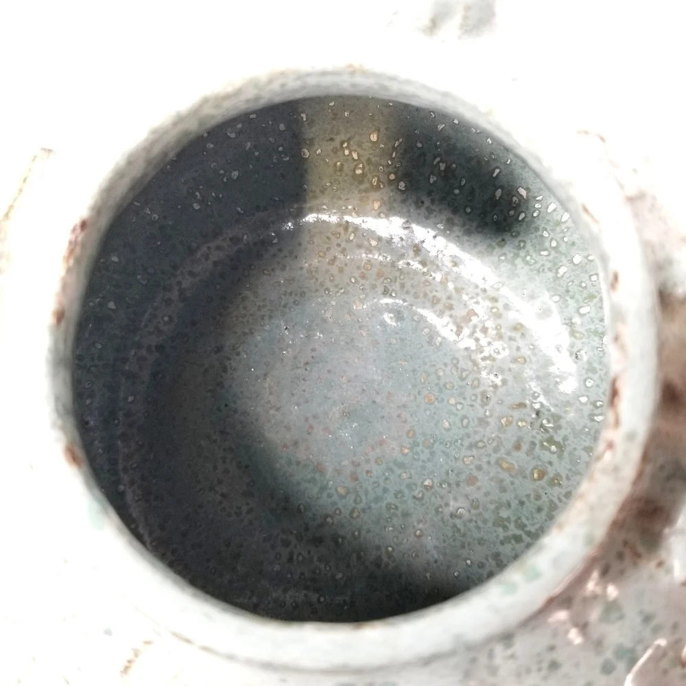 Rare Unique Vintage Art Pottery Green TeaPot , Artist Signed 12/25/75